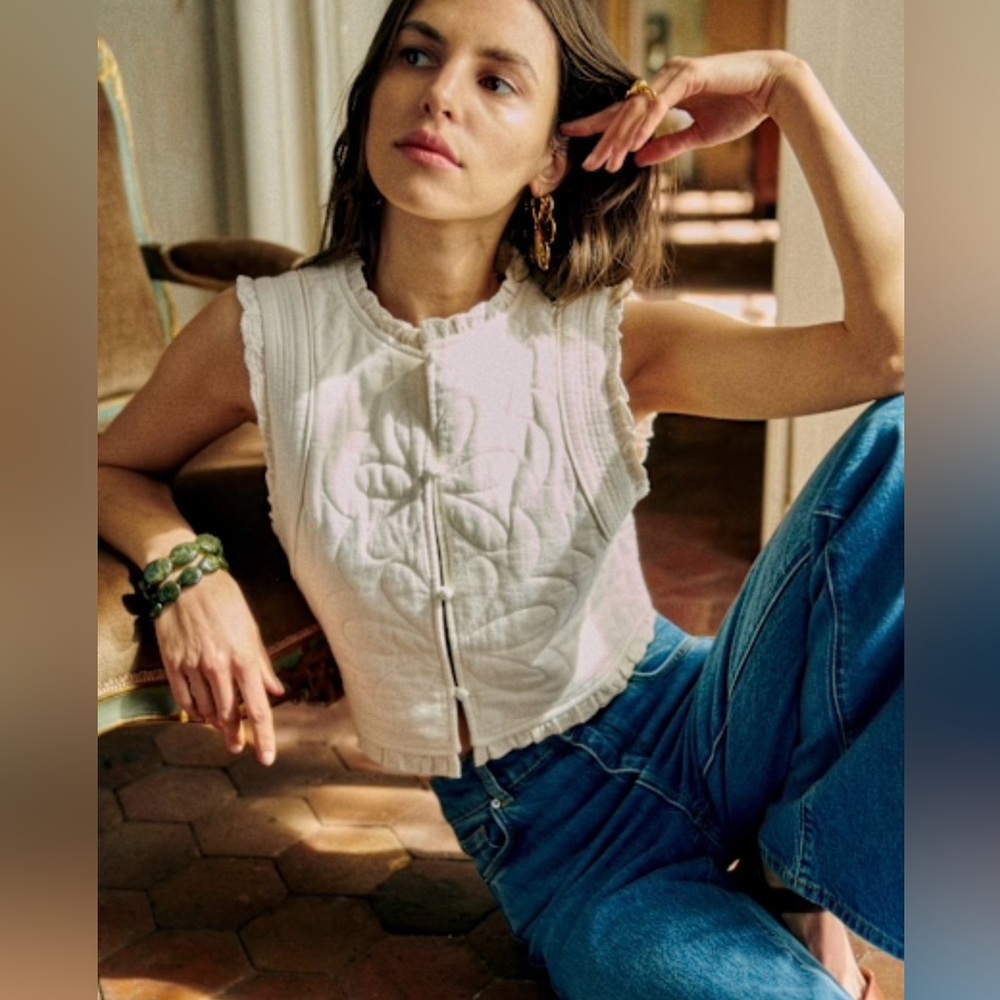 Sezane Ethan Jacket Vest Ecru